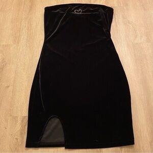 Black Velvet Y2K Style Sleeveless Mini Dress Rhinestone Small